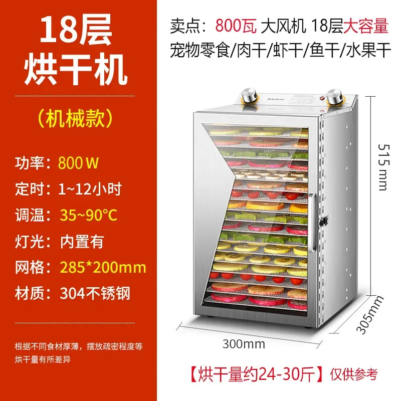 Large and Small Fruit Dehydrator 220V Drying Chassis Food Jerky Pet Snack Dry Fruit and Vegetable Air Drying Machine Dehydrator