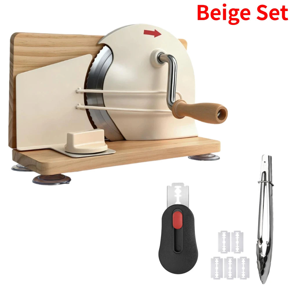 Manual Bread Cutter, Adjustable Thickness, Stainless Steel Blade, Hand Crank, Bakery Supplies Bread Sausages Slicer Toast Slicer