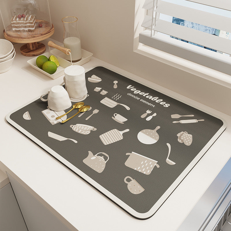 Super Absorbent Large Kitchen Absorbent Mat Antiskid Draining Coffee Dish Drying Mat Quick Dry Bathroom Drain Pad Tableware Mat