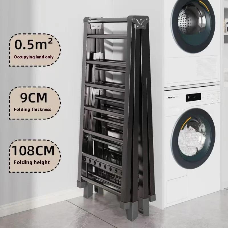 Balcony Clothes Drying Rack Floor-Standing Foldable Household Movable Clothes Drying Rack Dormitory Quilt Drying Rack 3 Floors