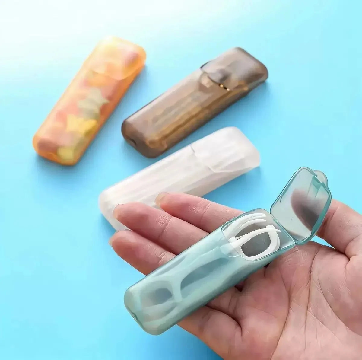 1pcs Mini Portable Storage Boxes,Small Parts Organizer Travel Toothpick, Dental Floss, Pill, and Jewelry Storage Compartments