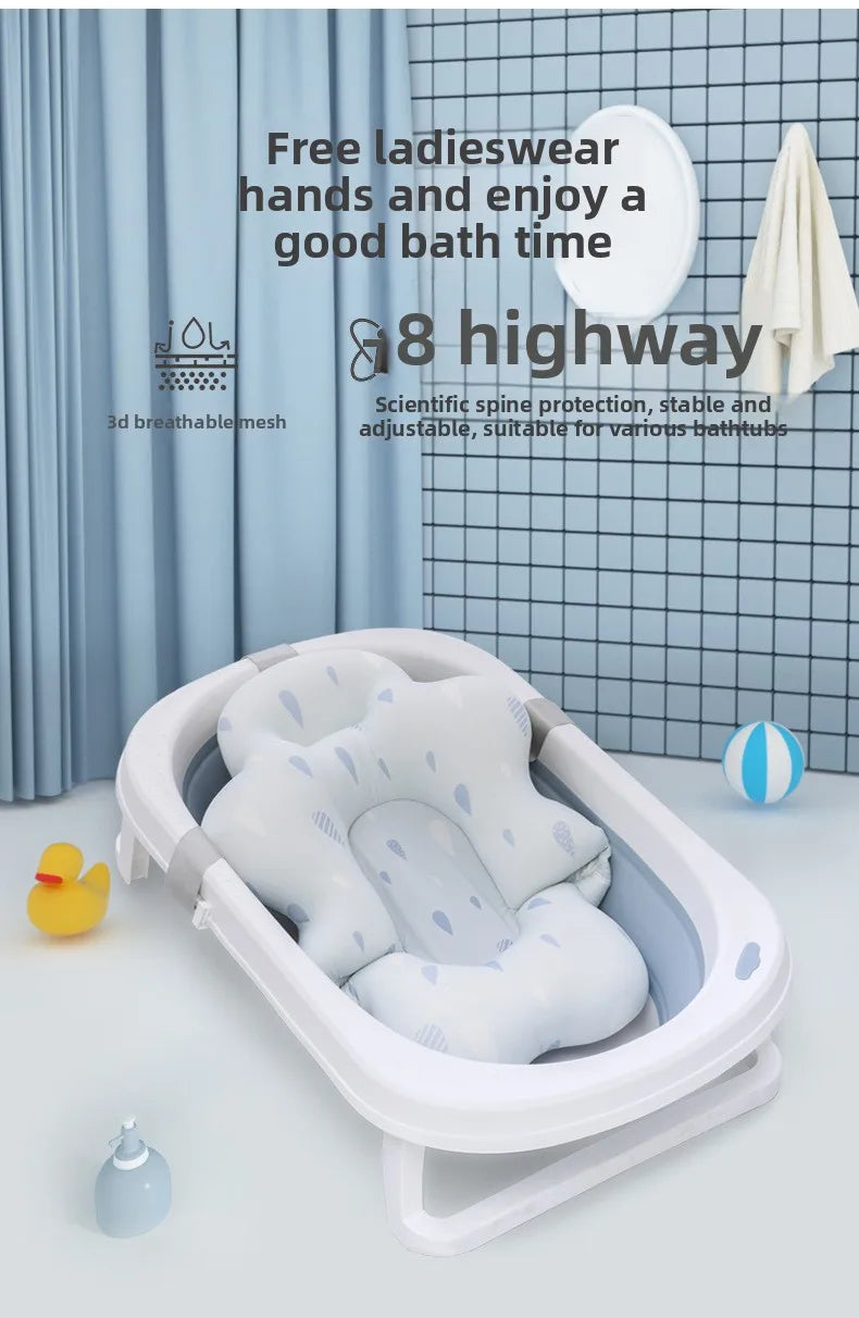 Baby Bath Support Pad Foldable Floating Seat Adjustable Newborn Bathing Cushion Infant Safety Net Hammock