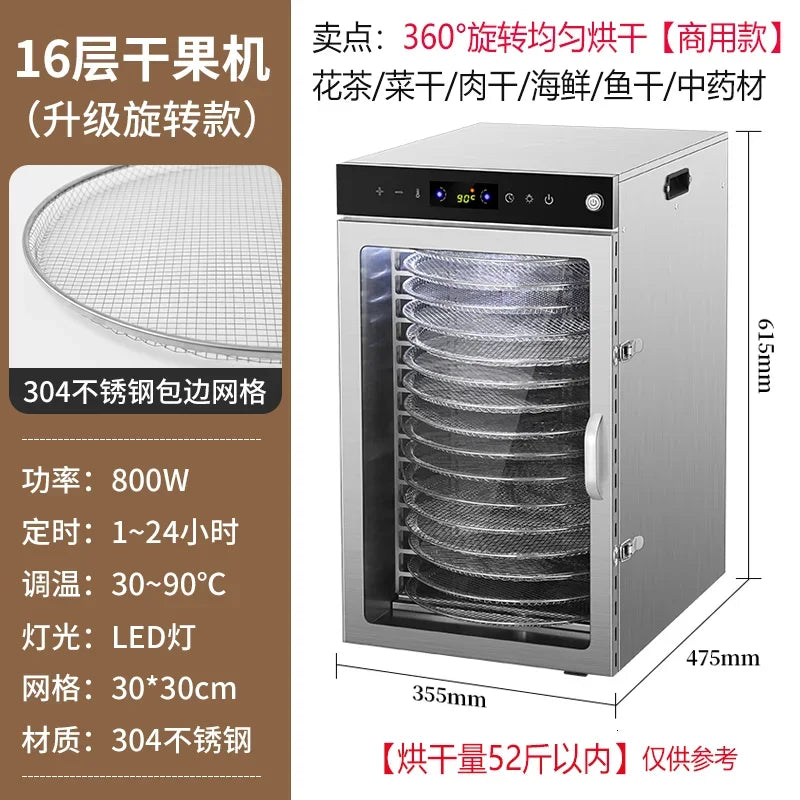 Large and Small Fruit Dehydrator 220V Drying Chassis Food Jerky Pet Snack Dry Fruit and Vegetable Air Drying Machine Dehydrator