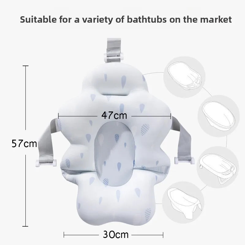 Baby Bath Support Pad Foldable Floating Seat Adjustable Newborn Bathing Cushion Infant Safety Net Hammock