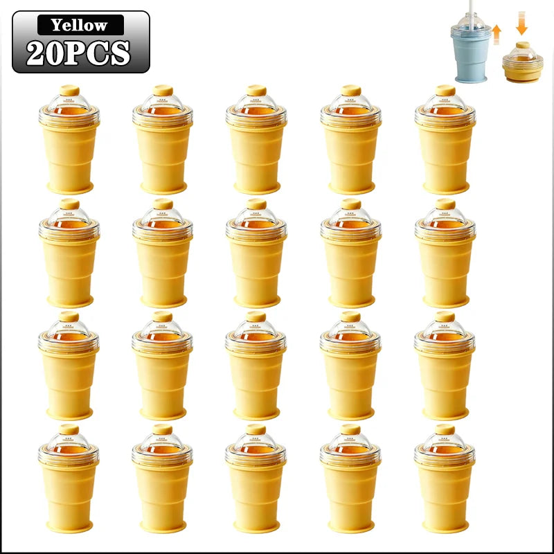 2-in-1 Collapsible Silicone Ice Ball Cup Reusable Portable Ice Sphere Mold with Straw Lid for Coffee Juice Drinks