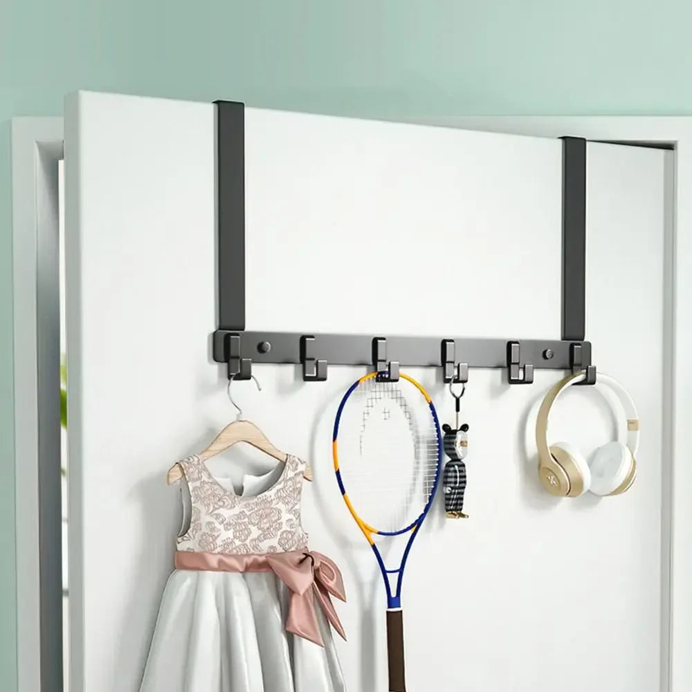 Storage Hooks Over The Door 6 Hooks Clothes Coat Hat Towel Hanger Home Organizer Rack Bathroom Kitchen Accessories Holder