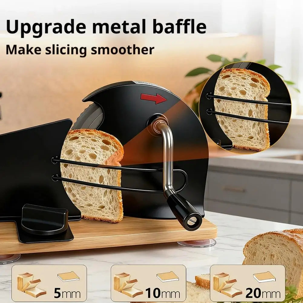 Manual Bread Cutter, Adjustable Thickness, Stainless Steel Blade, Hand Crank, Bakery Supplies Bread Sausages Slicer Toast Slicer