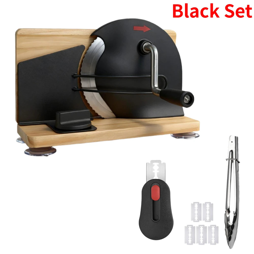 Manual Bread Cutter, Adjustable Thickness, Stainless Steel Blade, Hand Crank, Bakery Supplies Bread Sausages Slicer Toast Slicer