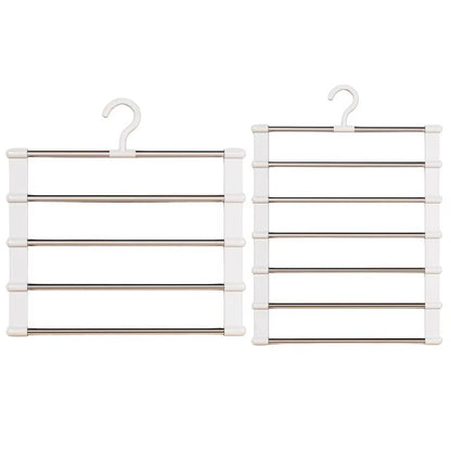7 Layers Stainless Steel Pants Hanger Space Saving Closet Organizer Trousers Rack Non-Slip Wardrobe Storage Clothes Rack