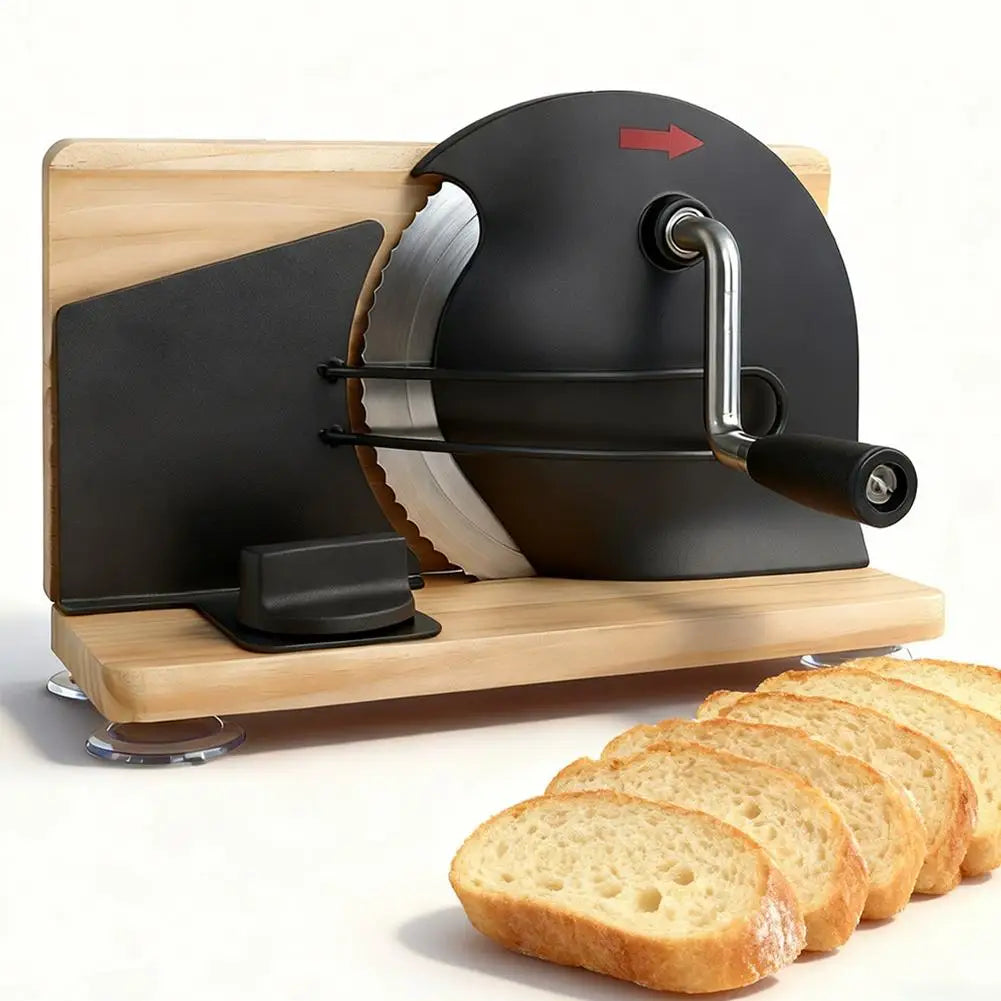Manual Bread Cutter, Adjustable Thickness, Stainless Steel Blade, Hand Crank, Bakery Supplies Bread Sausages Slicer Toast Slicer