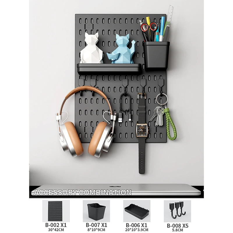 No-Holes Home Organization | This Wall Pegboard Displays & Organizes Your Daily Items & Electronics in Living Room/Study