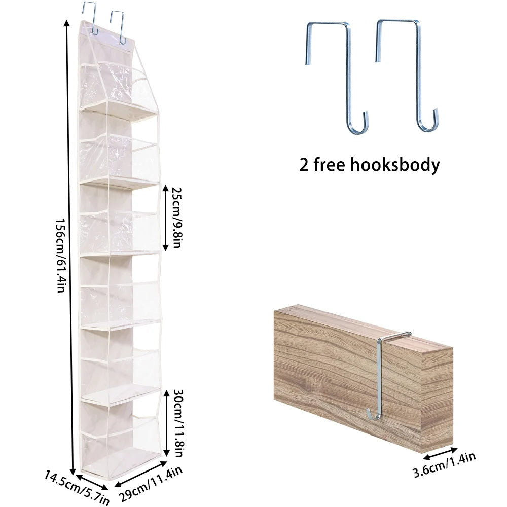 4/6-Tier Hanging Storage Bag Foldable Organizer Over-The-Door Holder For Hair Accessories Snacks Toys Clothes Storage Holder