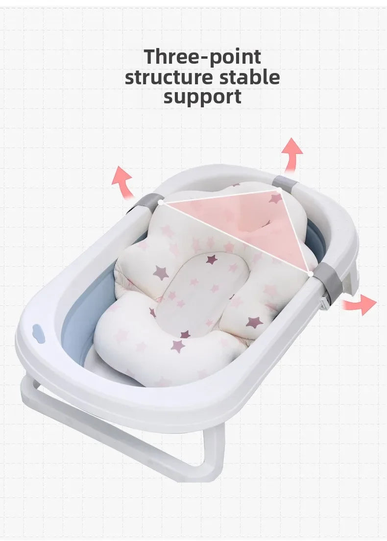 Baby Bath Support Pad Foldable Floating Seat Adjustable Newborn Bathing Cushion Infant Safety Net Hammock
