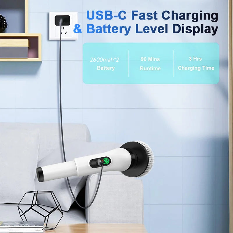 Electric Spin Scrubber, Bathroom Cordless Cleaning Brush Power Scrubber with  Replaceable Brush Heads, Electric Cleaning Brush