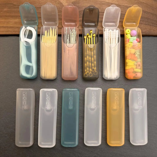 1pcs Mini Portable Storage Boxes,Small Parts Organizer Travel Toothpick, Dental Floss, Pill, and Jewelry Storage Compartments