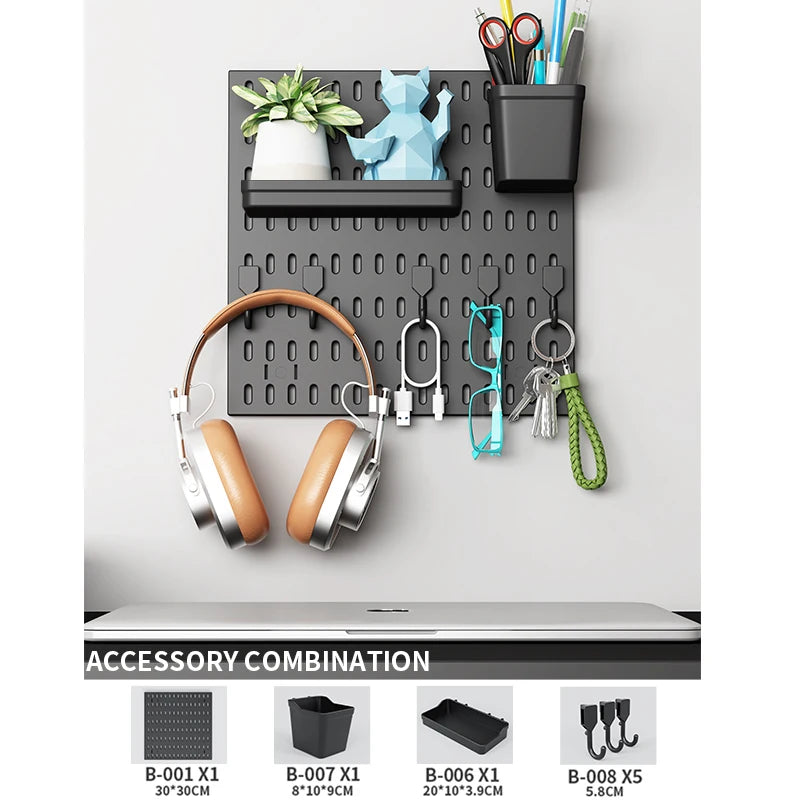No-Holes Home Organization | This Wall Pegboard Displays & Organizes Your Daily Items & Electronics in Living Room/Study