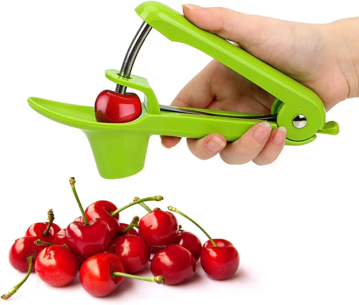 Cherry Pitter Remover with Space-Saving Lock - Multi-Function Fruit Pit Tool for Pitting Cherries & Olives for Jam Making