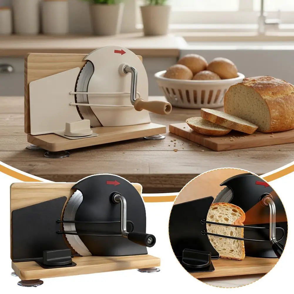 Manual Bread Cutter, Adjustable Thickness, Stainless Steel Blade, Hand Crank, Bakery Supplies Bread Sausages Slicer Toast Slicer