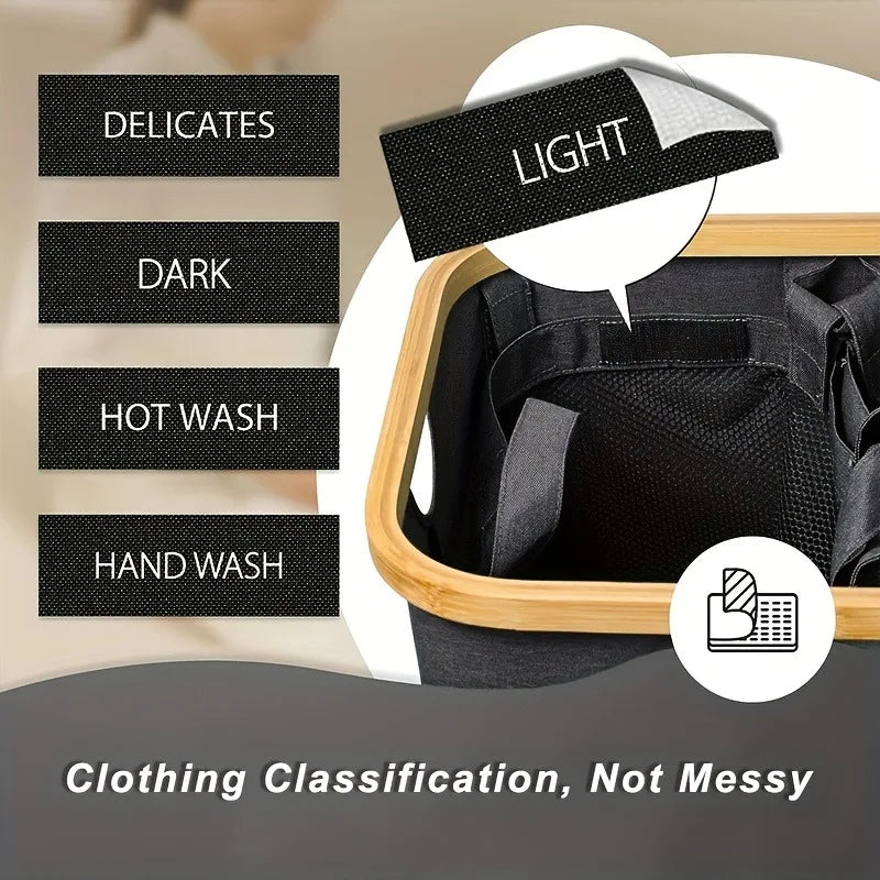 160L Extra Large Laundry Basket with Lid 3-Grids Inner Bags Laundry Hamper Handles Classification Labels Foldable Laundry Basket