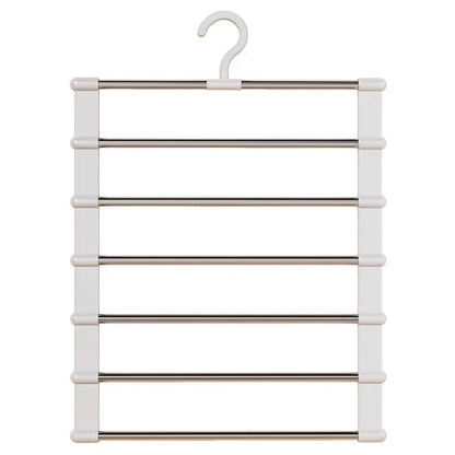 7 Layers Stainless Steel Pants Hanger Space Saving Closet Organizer Trousers Rack Non-Slip Wardrobe Storage Clothes Rack