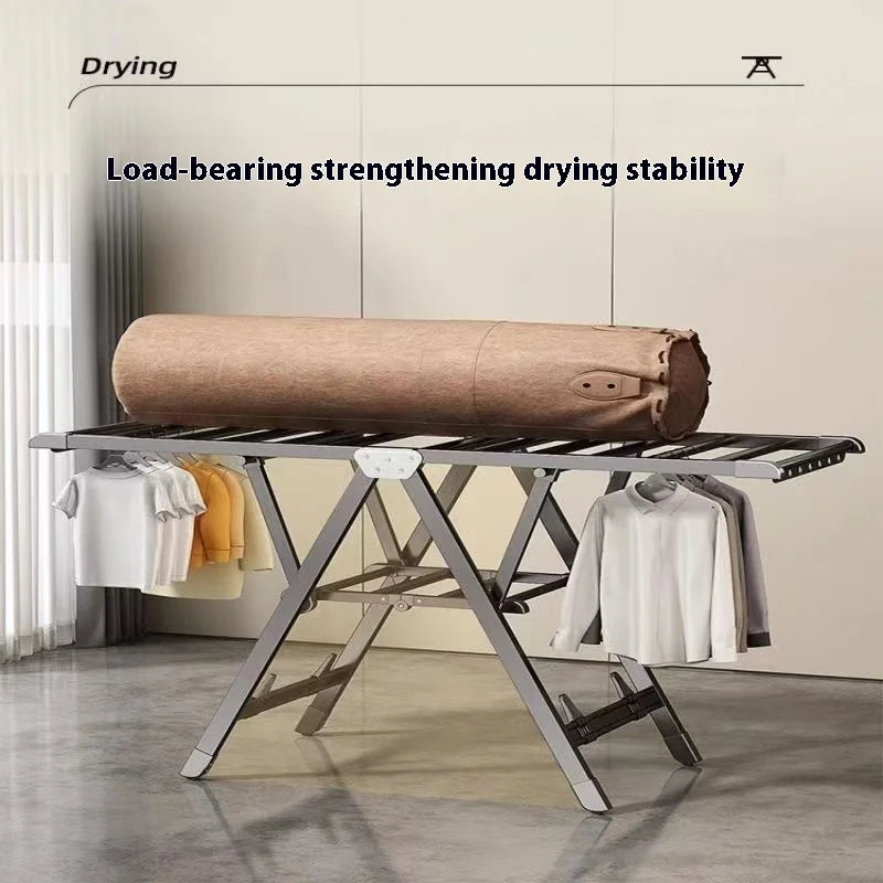Balcony Clothes Drying Rack Floor-Standing Foldable Household Movable Clothes Drying Rack Dormitory Quilt Drying Rack 3 Floors