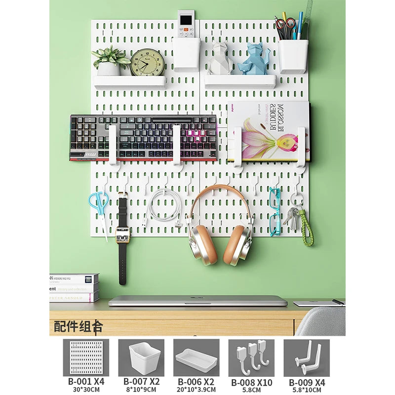 No-Holes Home Organization | This Wall Pegboard Displays & Organizes Your Daily Items & Electronics in Living Room/Study