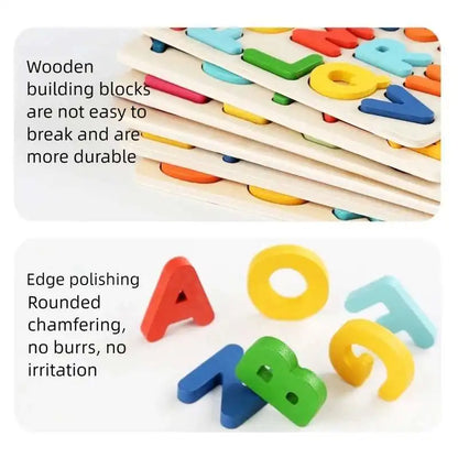 Montessori Toys Letter Numbers Wooden Puzzle Sorting Math Bricks Preschool Early Learning Educational Toys for Children