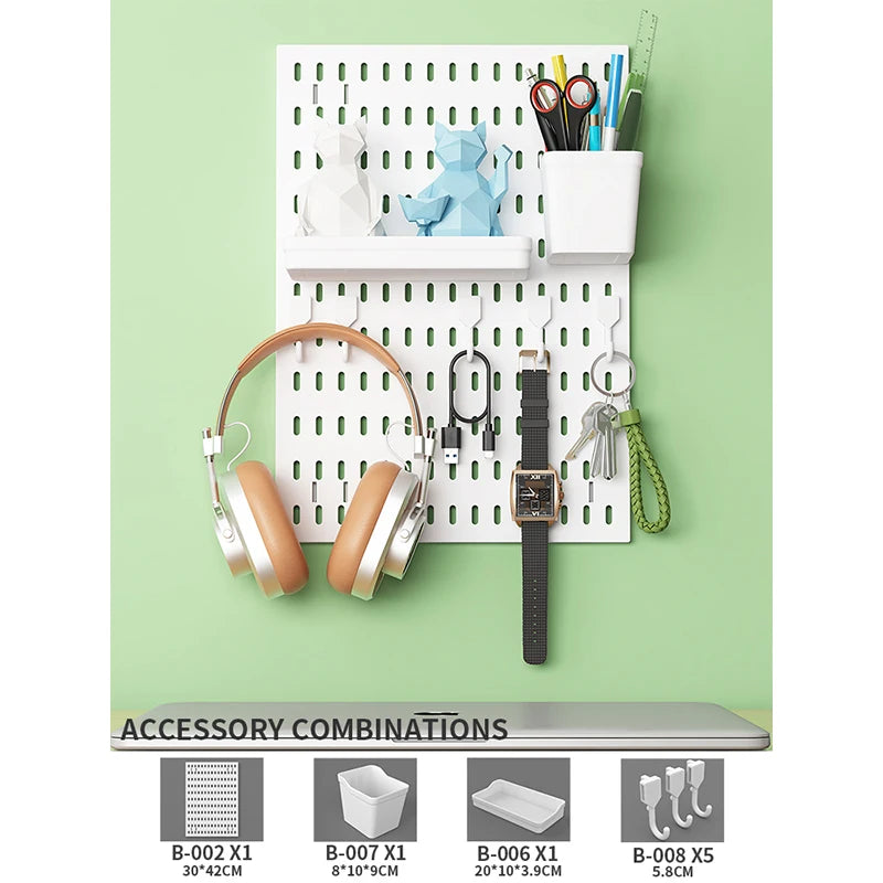 No-Holes Home Organization | This Wall Pegboard Displays & Organizes Your Daily Items & Electronics in Living Room/Study