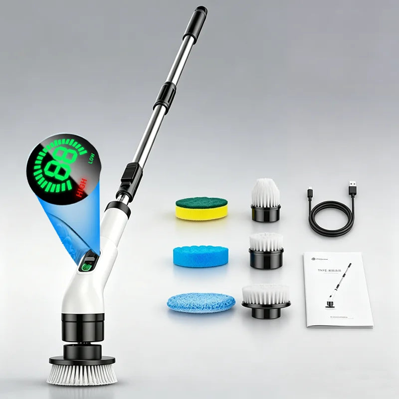 Electric Spin Scrubber, Bathroom Cordless Cleaning Brush Power Scrubber with  Replaceable Brush Heads, Electric Cleaning Brush