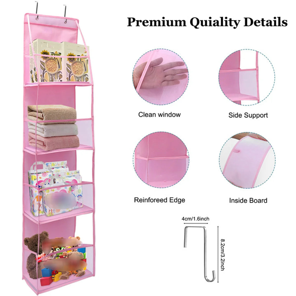 4/6-Tier Hanging Storage Bag Foldable Organizer Over-The-Door Holder For Hair Accessories Snacks Toys Clothes Storage Holder