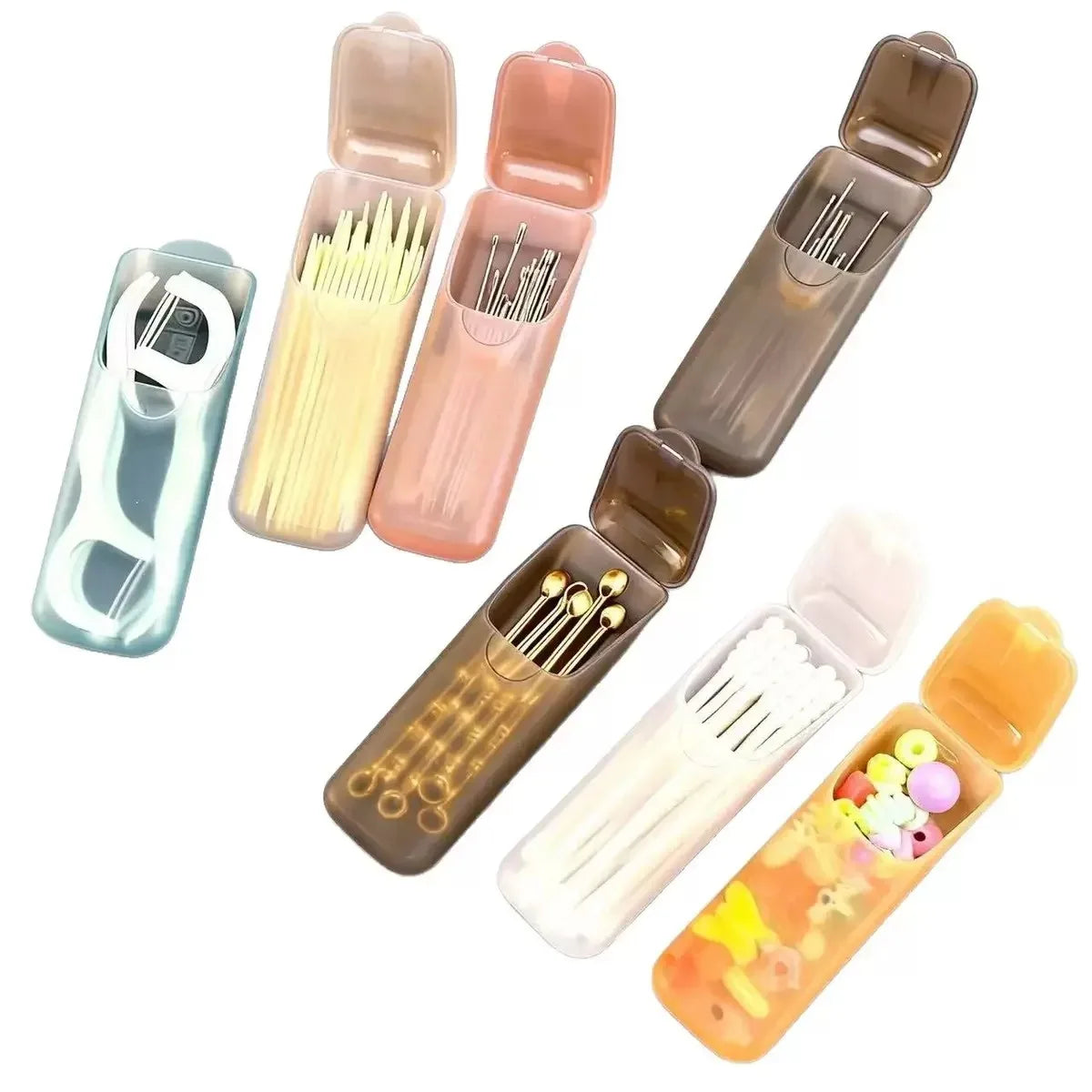 1pcs Mini Portable Storage Boxes,Small Parts Organizer Travel Toothpick, Dental Floss, Pill, and Jewelry Storage Compartments