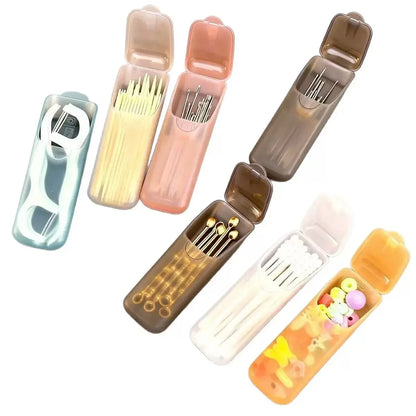 1pcs Mini Portable Storage Boxes,Small Parts Organizer Travel Toothpick, Dental Floss, Pill, and Jewelry Storage Compartments