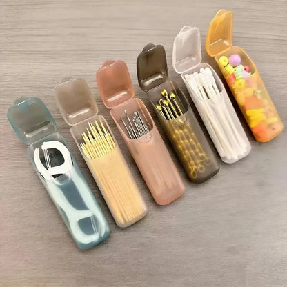 1pcs Mini Portable Storage Boxes,Small Parts Organizer Travel Toothpick, Dental Floss, Pill, and Jewelry Storage Compartments