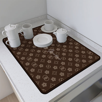 Super Absorbent Large Kitchen Absorbent Mat Antiskid Draining Coffee Dish Drying Mat Quick Dry Bathroom Drain Pad Tableware Mat